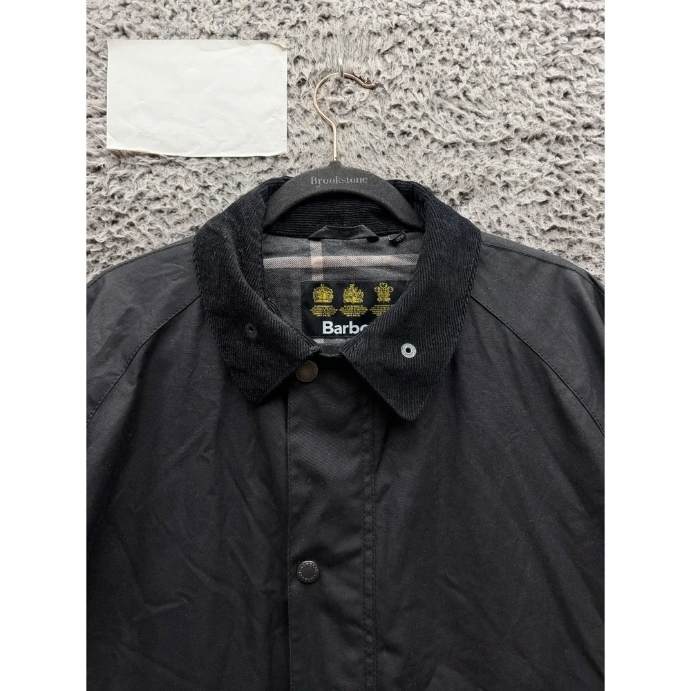 Barbour Bedale Relaxed Fit Quilted Waxed Cotton Jacket Black Mens Size L